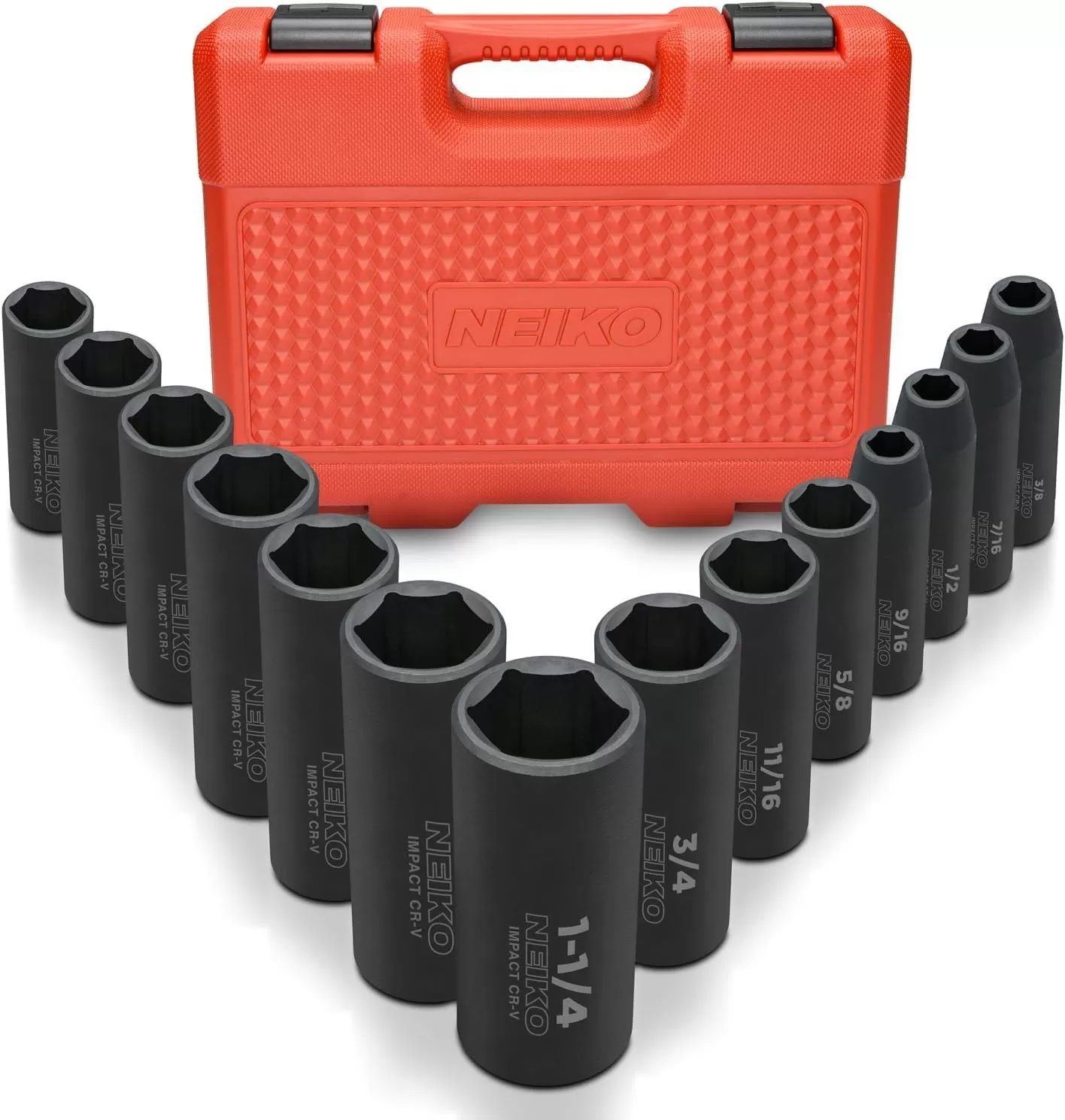 imageNEIKO 02448A 12quot Drive Master Impact Socket Set 65 Piece Standard SAE 38quot114quot ampamp Metric 1024 mm Sizes Deep ampamp Shallow Kit Includes Adapters ampamp Ratchet HandleSAE