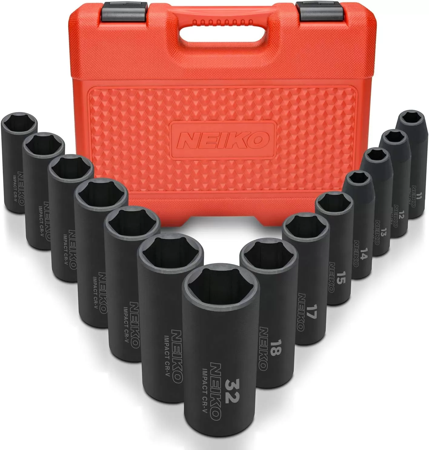 imageNEIKO 02448A 12quot Drive Master Impact Socket Set 65 Piece Standard SAE 38quot114quot ampamp Metric 1024 mm Sizes Deep ampamp Shallow Kit Includes Adapters ampamp Ratchet HandleMetric