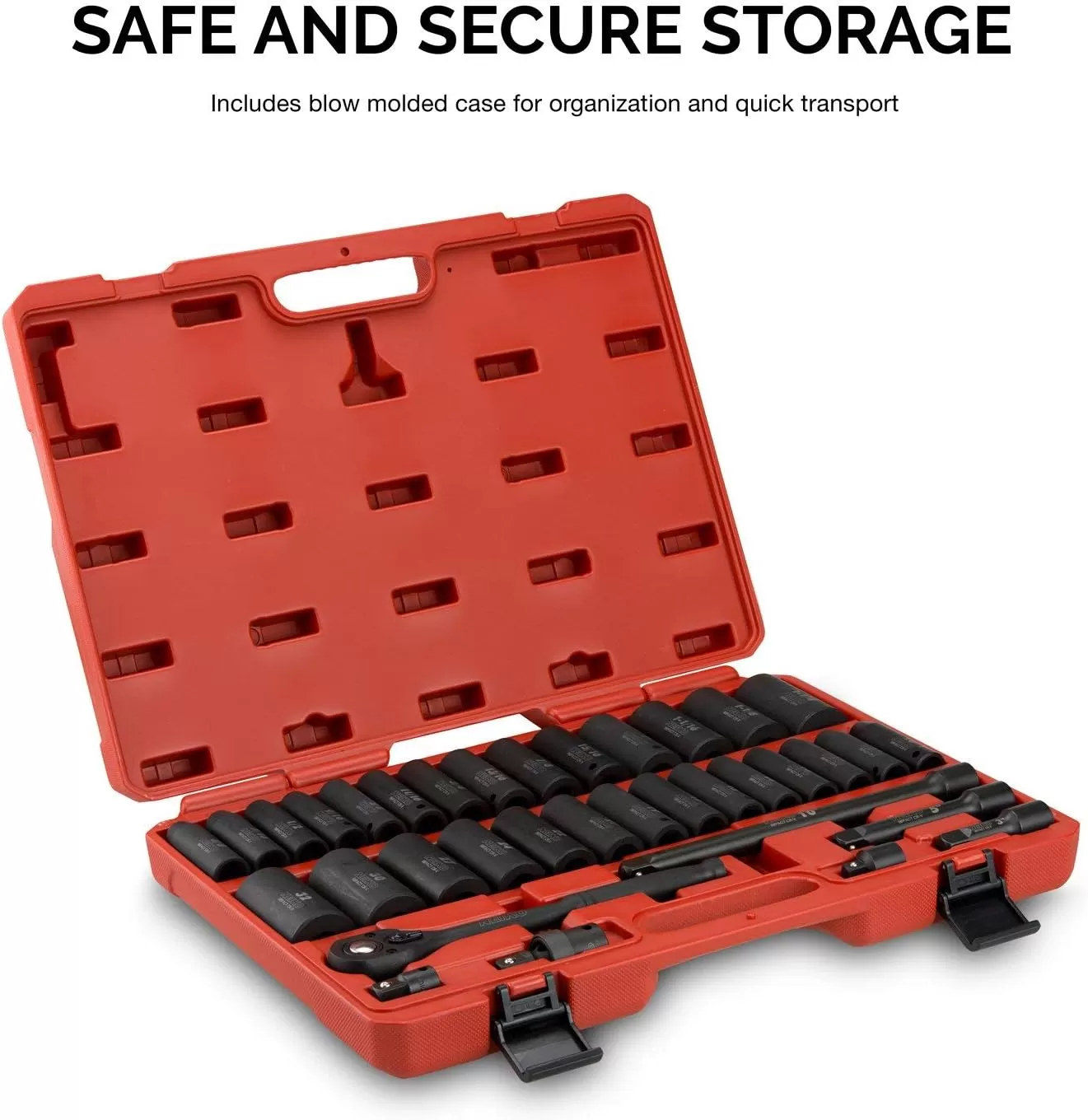 imageNEIKO 02448A 12quot Drive Master Impact Socket Set 65 Piece Standard SAE 38quot114quot ampamp Metric 1024 mm Sizes Deep ampamp Shallow Kit Includes Adapters ampamp Ratchet HandleSAE and Metric