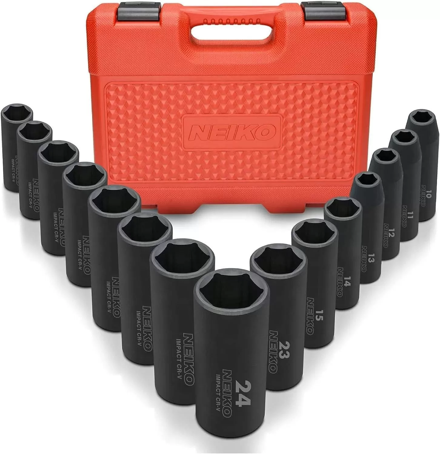 imageNEIKO 02448A 12quot Drive Master Impact Socket Set 65 Piece Standard SAE 38quot114quot ampamp Metric 1024 mm Sizes Deep ampamp Shallow Kit Includes Adapters ampamp Ratchet HandleMetric