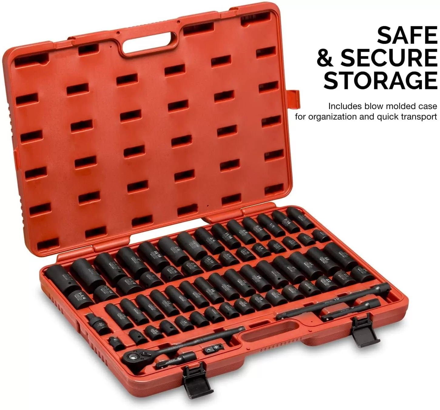 imageNEIKO 02448A 12quot Drive Master Impact Socket Set 65 Piece Standard SAE 38quot114quot ampamp Metric 1024 mm Sizes Deep ampamp Shallow Kit Includes Adapters ampamp Ratchet HandleSAE and Metric