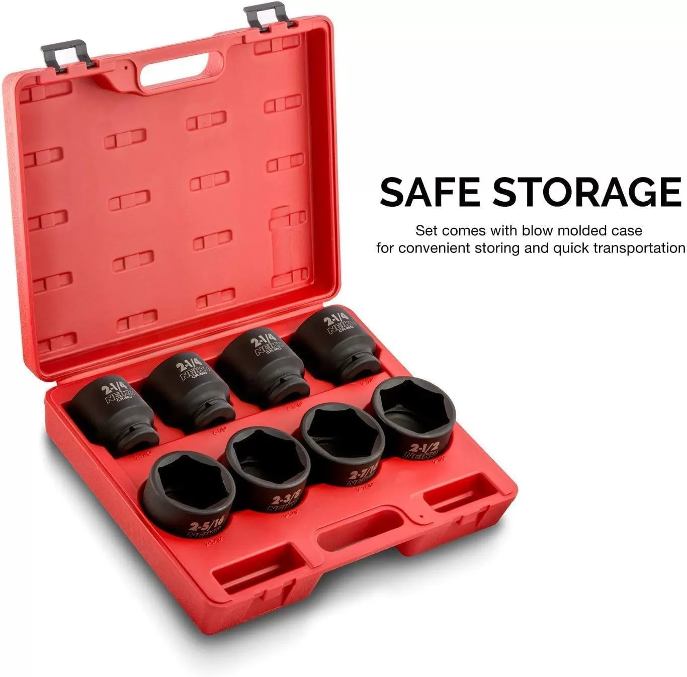 imageNEIKO 02461A 34 Inch Drive Impact Socket Set SAE 1 to 112 8 PC DeepJumbo Sockets Chrome Vanadium CrVSAE