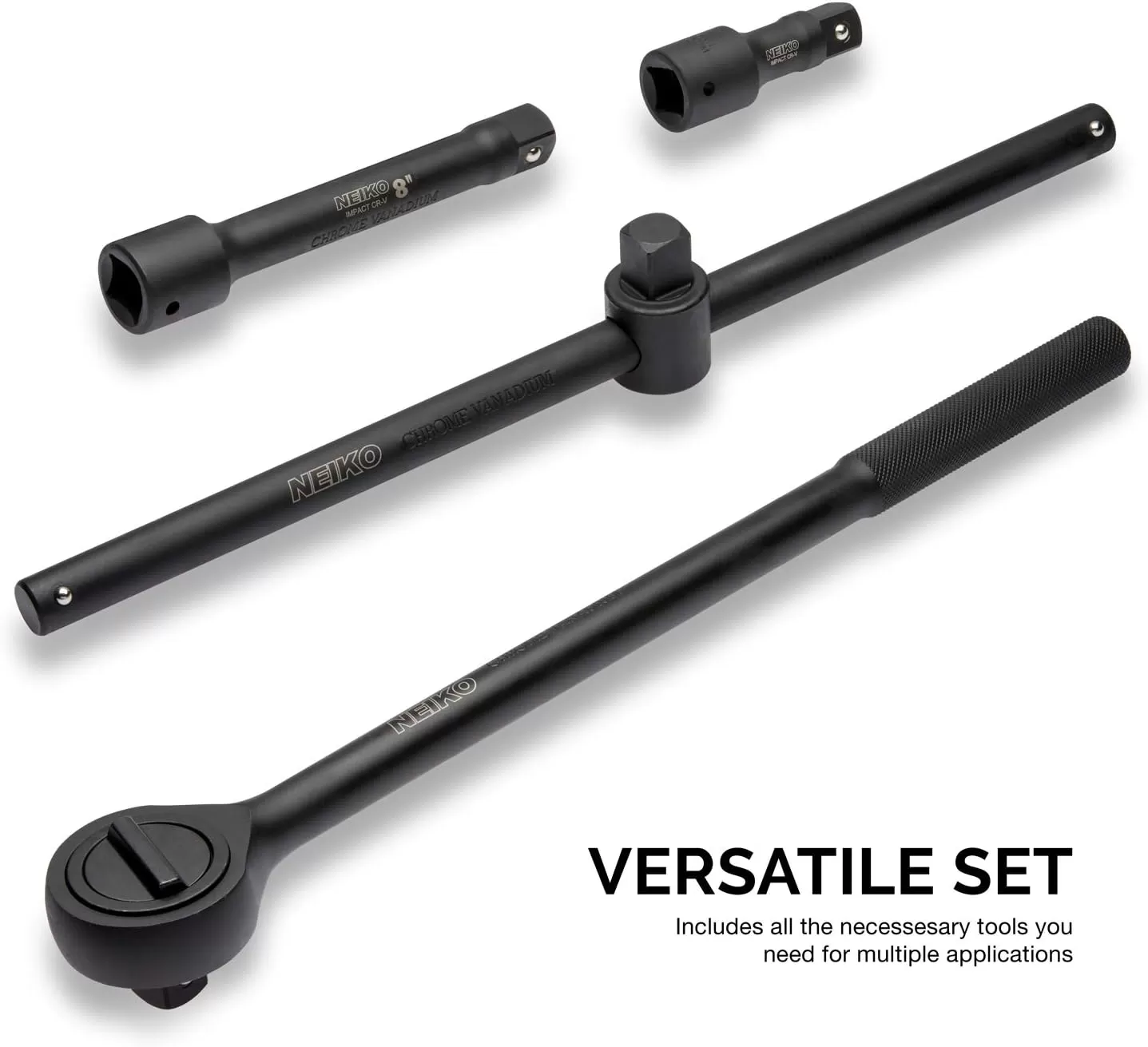 imageNEIKO 02461A 34 Inch Drive Impact Socket Set SAE 1 to 112 8 PC DeepJumbo Sockets Chrome Vanadium CrVSAE and Metric