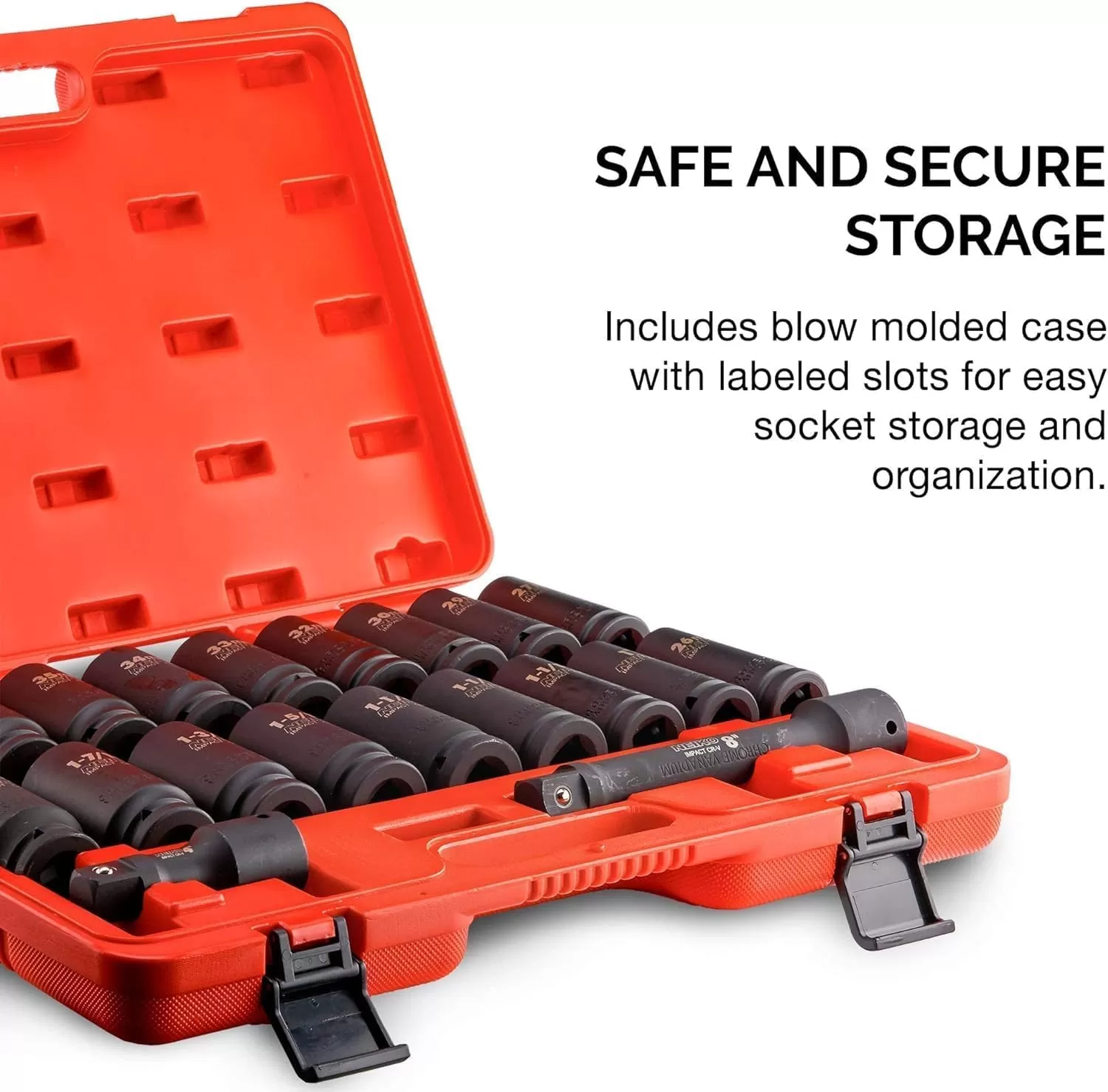 imageNEIKO 02461A 34 Inch Drive Impact Socket Set SAE 1 to 112 8 PC DeepJumbo Sockets Chrome Vanadium CrVSAE and Metric