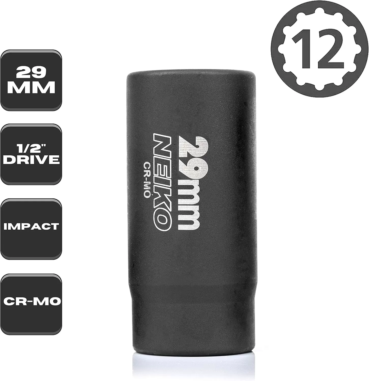 imageNEIKO 02522A 30mm Socket  12 Drive Deep Impact Socket  Spindle ampamp Axle Nut Socket  12 Point Chrome Molybdenum CrMo Deep Well Hub  Triple Square  Axle Shaft Nut Remover29 MM