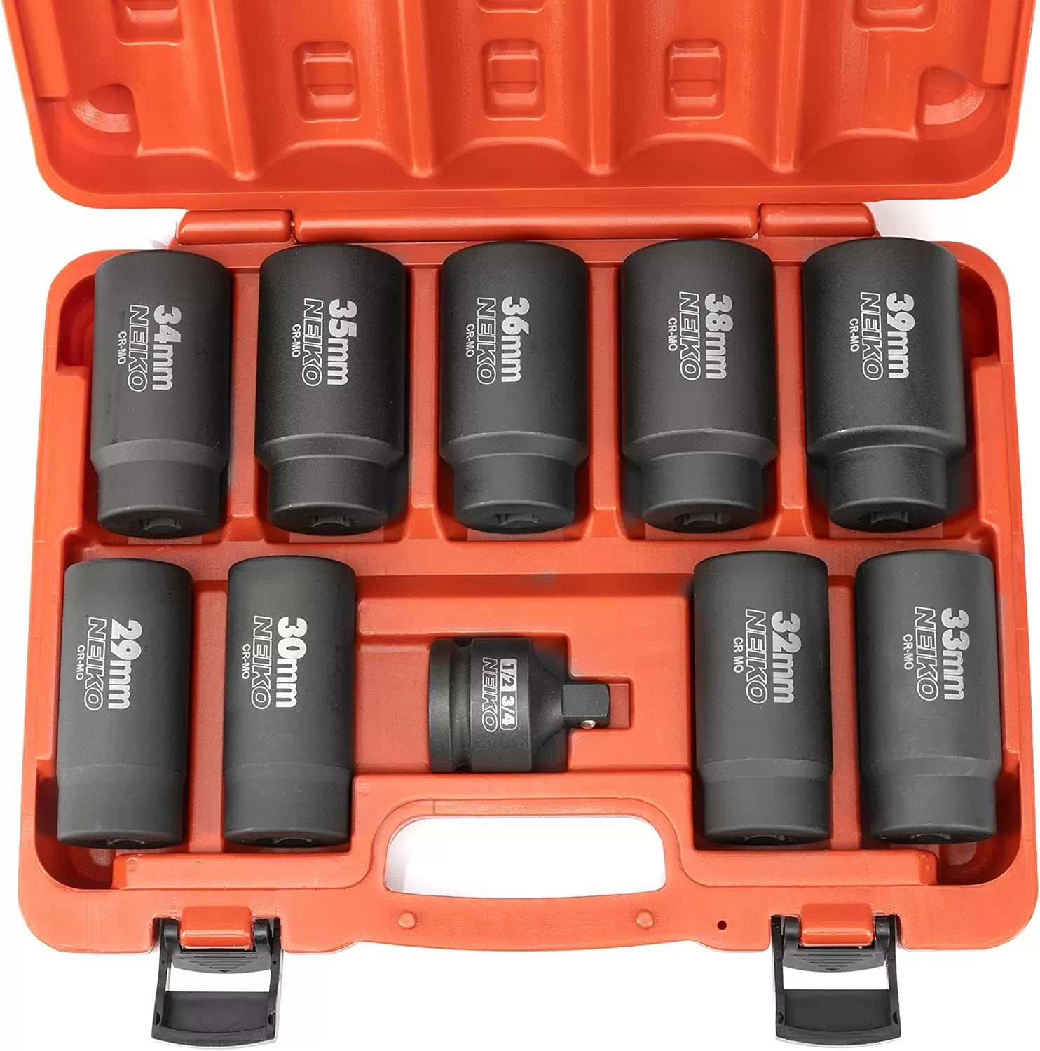 imageNEIKO 02522A 30mm Socket  12 Drive Deep Impact Socket  Spindle ampamp Axle Nut Socket  12 Point Chrome Molybdenum CrMo Deep Well Hub  Triple Square  Axle Shaft Nut Remover10 Piece Set