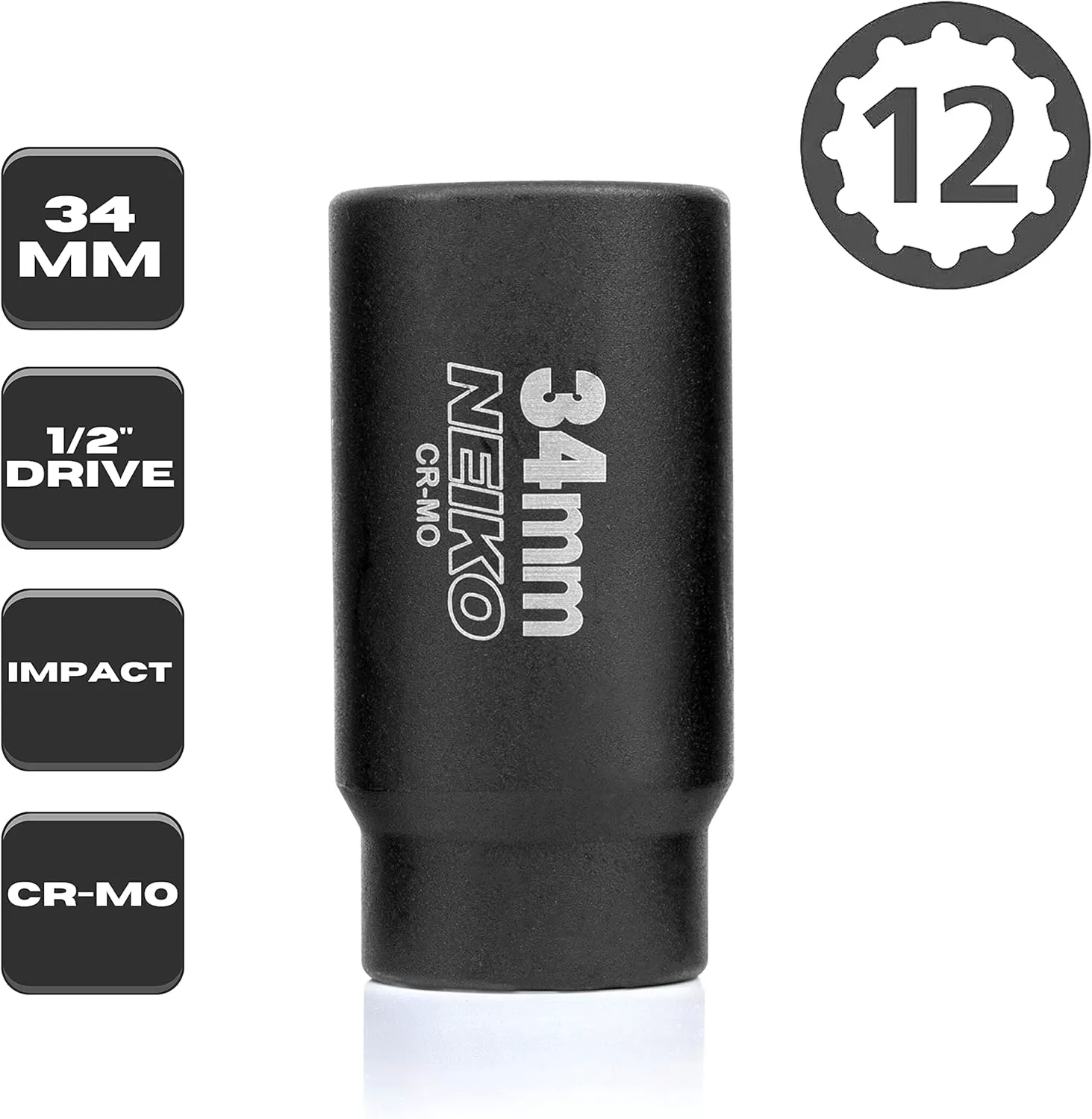imageNEIKO 02522A 30mm Socket  12 Drive Deep Impact Socket  Spindle ampamp Axle Nut Socket  12 Point Chrome Molybdenum CrMo Deep Well Hub  Triple Square  Axle Shaft Nut Remover34 MM