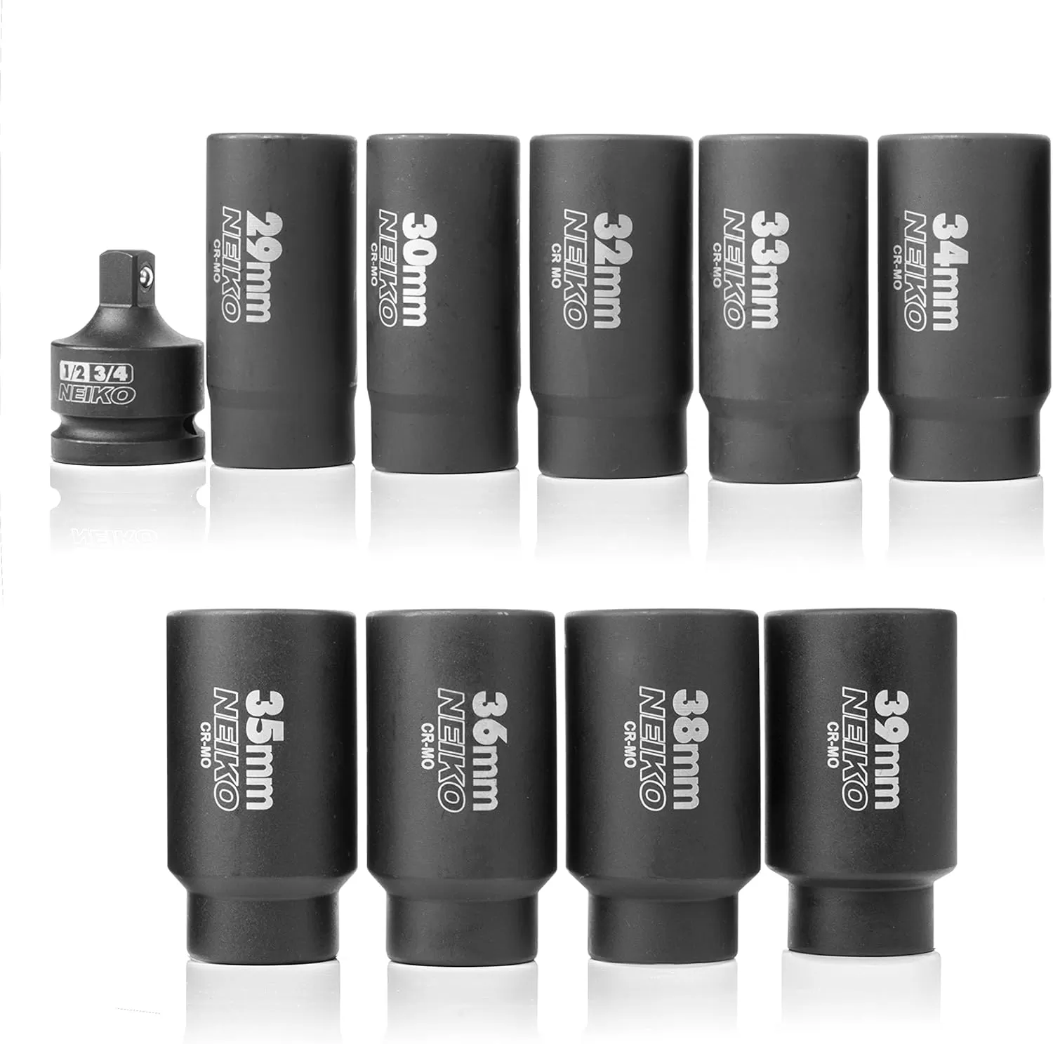 imageNEIKO 02522A 30mm Socket  12 Drive Deep Impact Socket  Spindle ampamp Axle Nut Socket  12 Point Chrome Molybdenum CrMo Deep Well Hub  Triple Square  Axle Shaft Nut Remover10 Piece Set