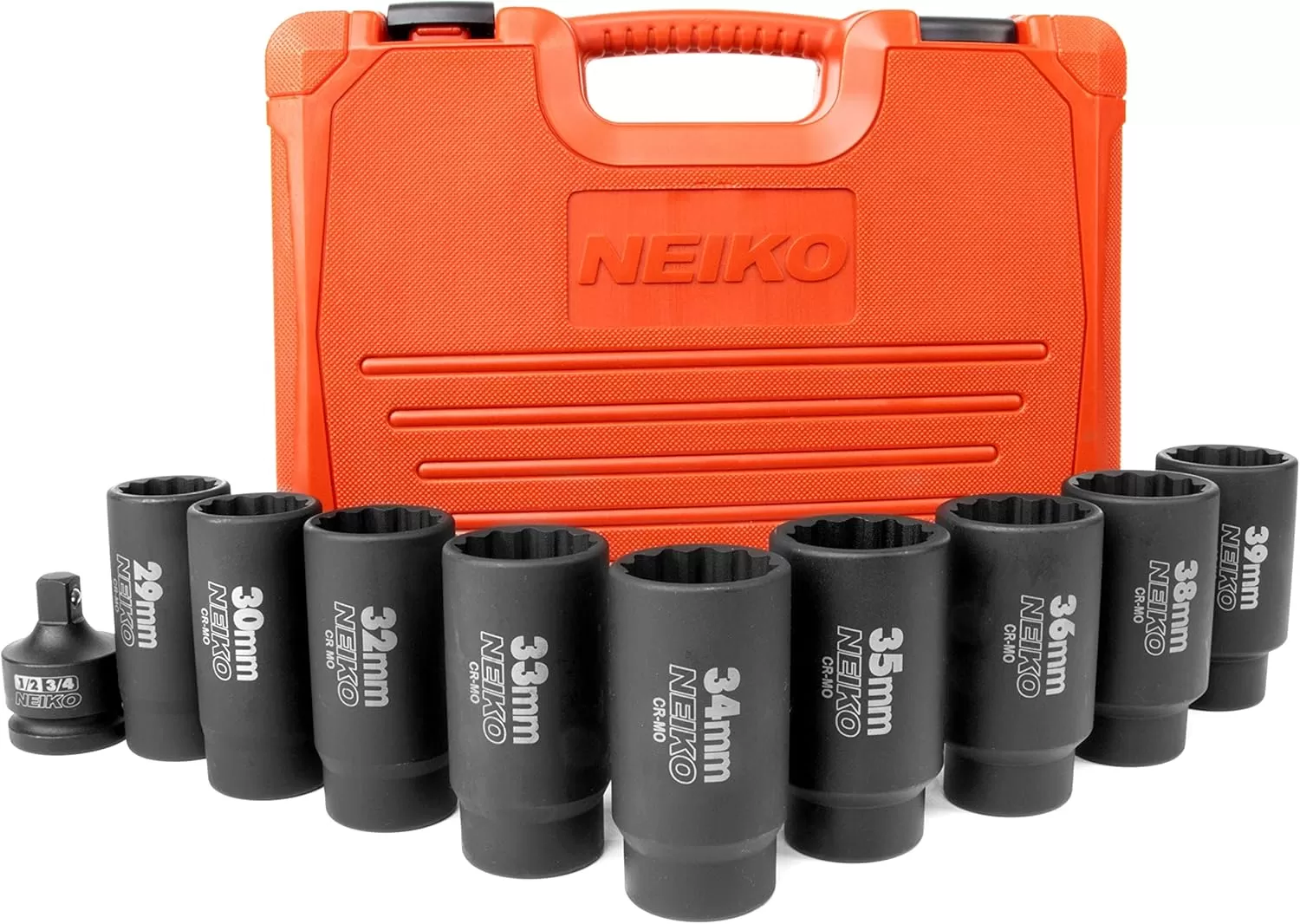 imageNEIKO 02522A 30mm Socket  12 Drive Deep Impact Socket  Spindle ampamp Axle Nut Socket  12 Point Chrome Molybdenum CrMo Deep Well Hub  Triple Square  Axle Shaft Nut Remover10 Piece Set