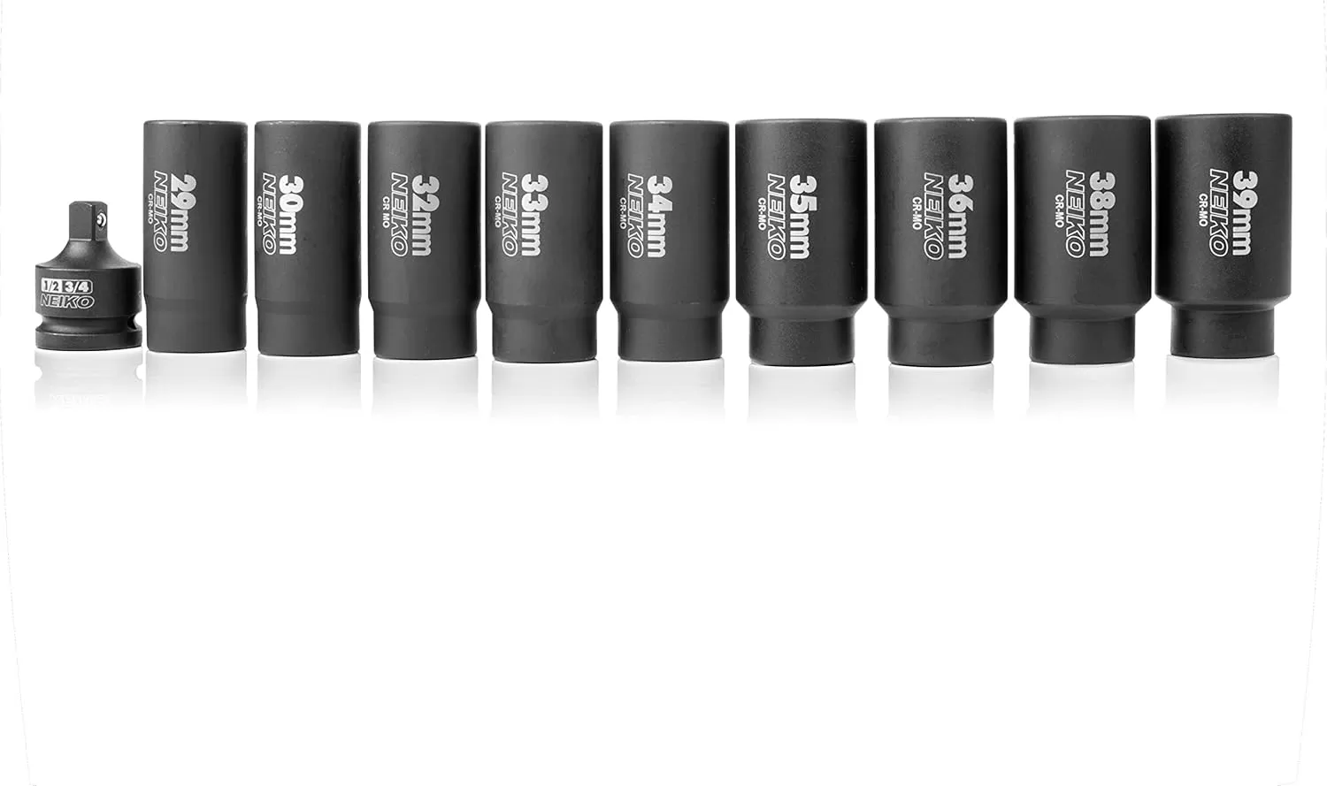 imageNEIKO 02522A 30mm Socket  12 Drive Deep Impact Socket  Spindle ampamp Axle Nut Socket  12 Point Chrome Molybdenum CrMo Deep Well Hub  Triple Square  Axle Shaft Nut Remover10 Piece Set