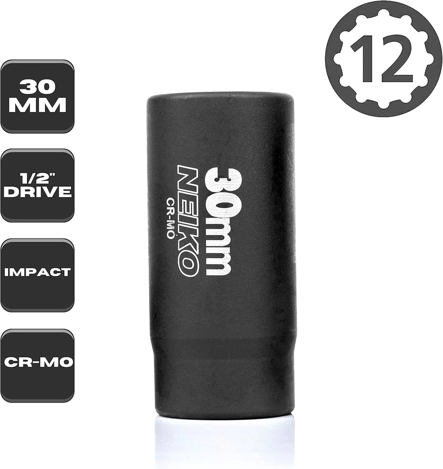 imageNEIKO 02522A 30mm Socket  12 Drive Deep Impact Socket  Spindle ampamp Axle Nut Socket  12 Point Chrome Molybdenum CrMo Deep Well Hub  Triple Square  Axle Shaft Nut Remover30 MM