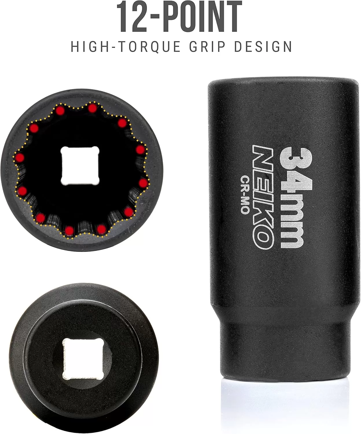 imageNEIKO 02522A 30mm Socket  12 Drive Deep Impact Socket  Spindle ampamp Axle Nut Socket  12 Point Chrome Molybdenum CrMo Deep Well Hub  Triple Square  Axle Shaft Nut Remover34 MM