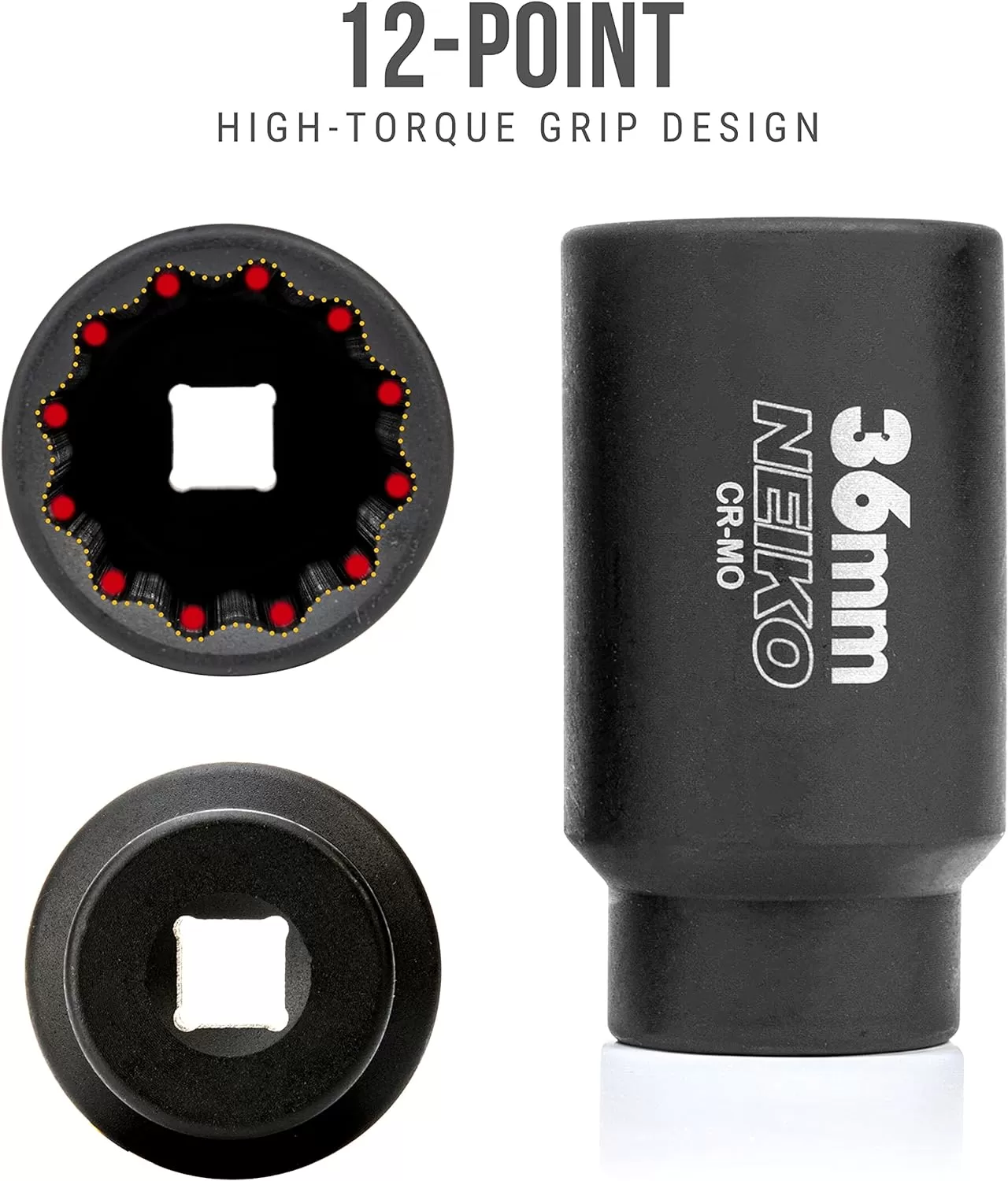 imageNEIKO 02522A 30mm Socket  12 Drive Deep Impact Socket  Spindle ampamp Axle Nut Socket  12 Point Chrome Molybdenum CrMo Deep Well Hub  Triple Square  Axle Shaft Nut Remover36 MM