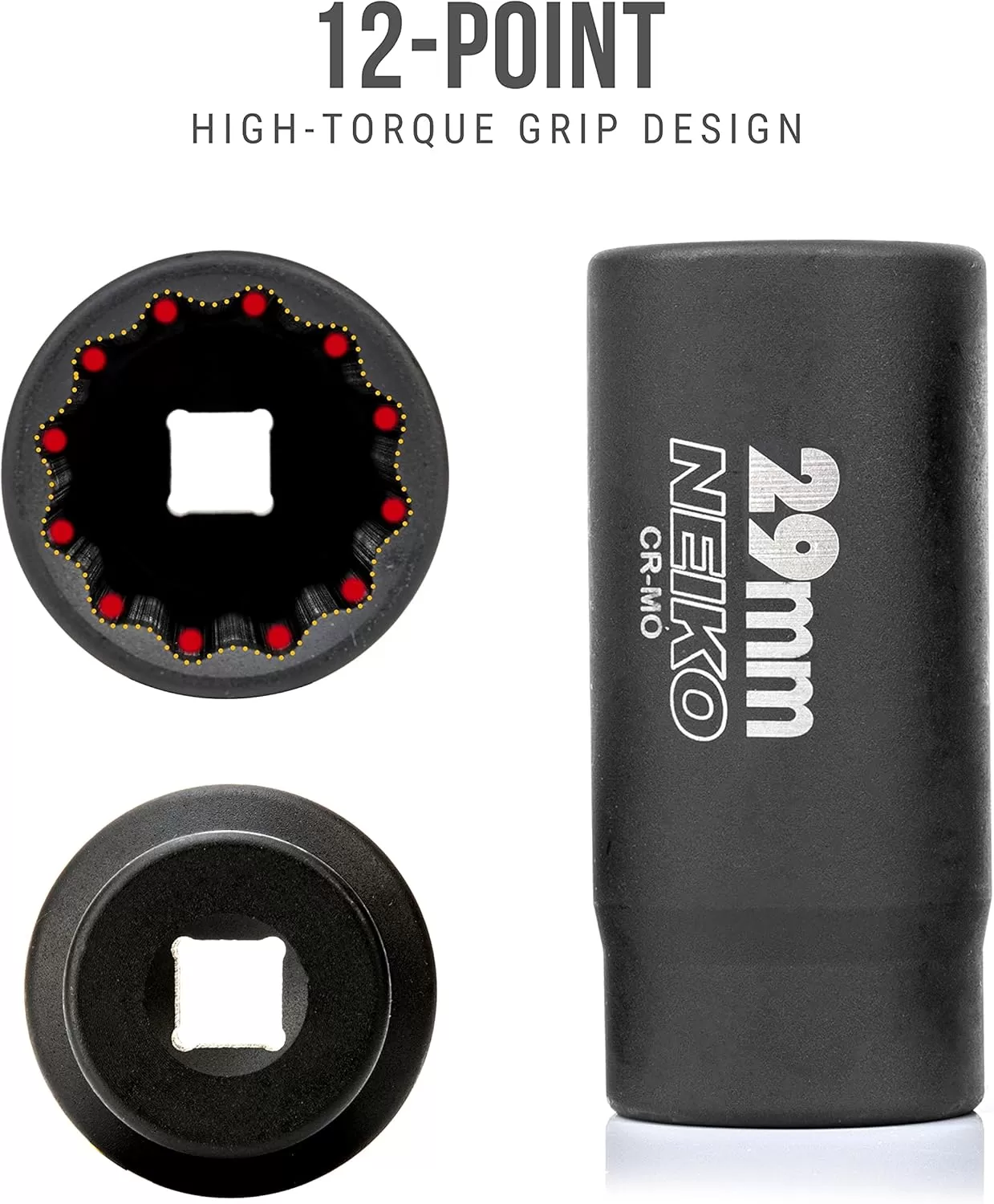 imageNEIKO 02522A 30mm Socket  12 Drive Deep Impact Socket  Spindle ampamp Axle Nut Socket  12 Point Chrome Molybdenum CrMo Deep Well Hub  Triple Square  Axle Shaft Nut Remover29 MM