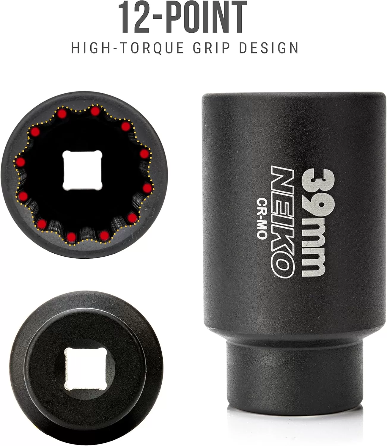 imageNEIKO 02522A 30mm Socket  12 Drive Deep Impact Socket  Spindle ampamp Axle Nut Socket  12 Point Chrome Molybdenum CrMo Deep Well Hub  Triple Square  Axle Shaft Nut Remover39 MM