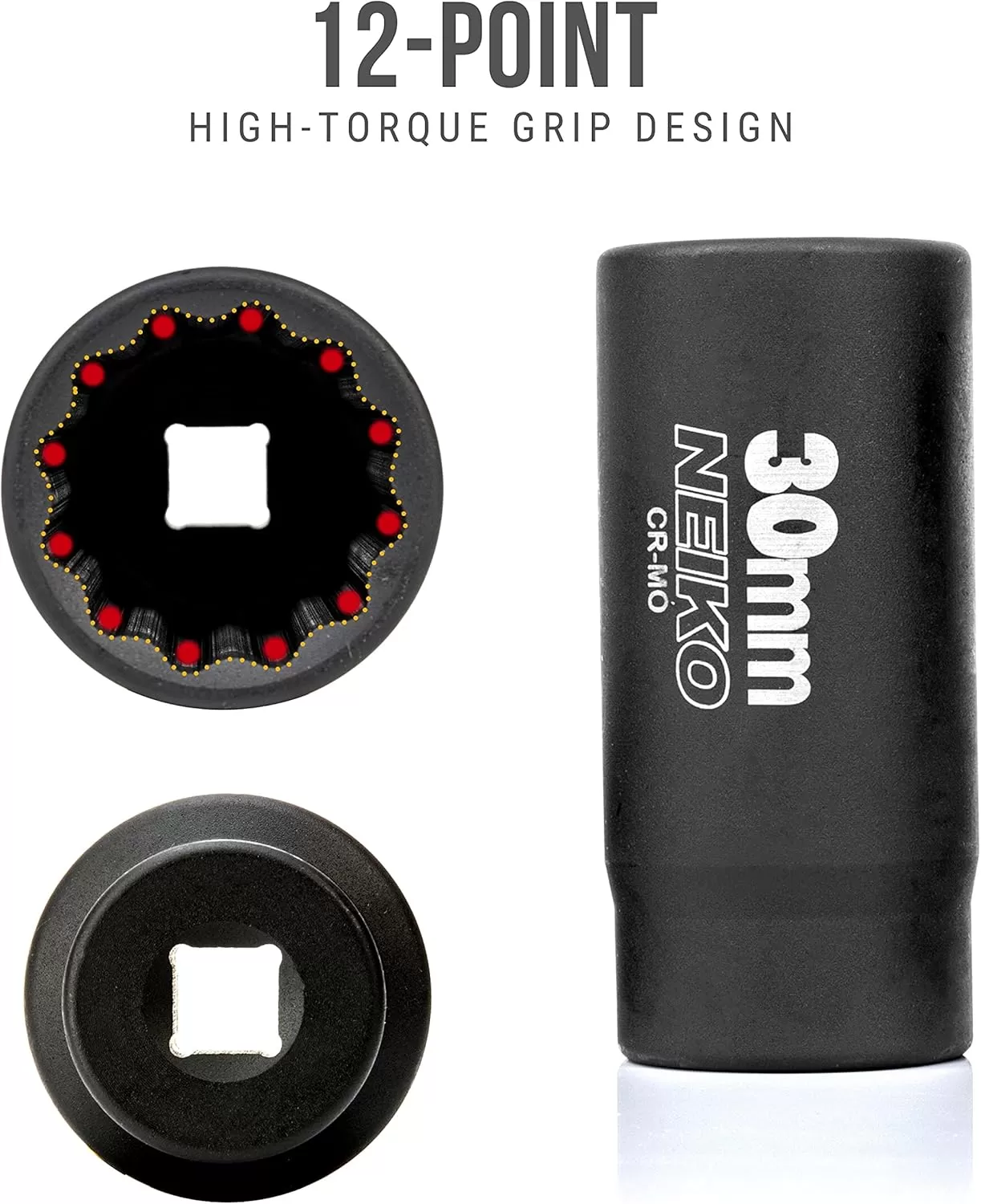 imageNEIKO 02522A 30mm Socket  12 Drive Deep Impact Socket  Spindle ampamp Axle Nut Socket  12 Point Chrome Molybdenum CrMo Deep Well Hub  Triple Square  Axle Shaft Nut Remover30 MM