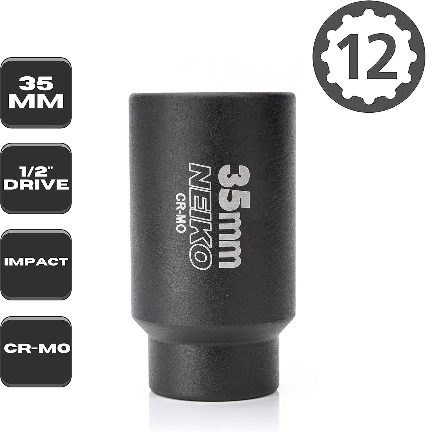 imageNEIKO 02522A 30mm Socket  12 Drive Deep Impact Socket  Spindle ampamp Axle Nut Socket  12 Point Chrome Molybdenum CrMo Deep Well Hub  Triple Square  Axle Shaft Nut Remover35 MM