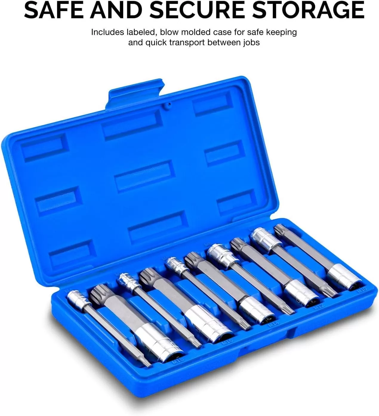 imageNEIKO 10056A 14Inch 38Inch ampamp 12Inch Drive XZN Triple Square Spline Bit Socket Set  10 Piece Set  CrV Sockets and S2 Steel BitsExtraLong