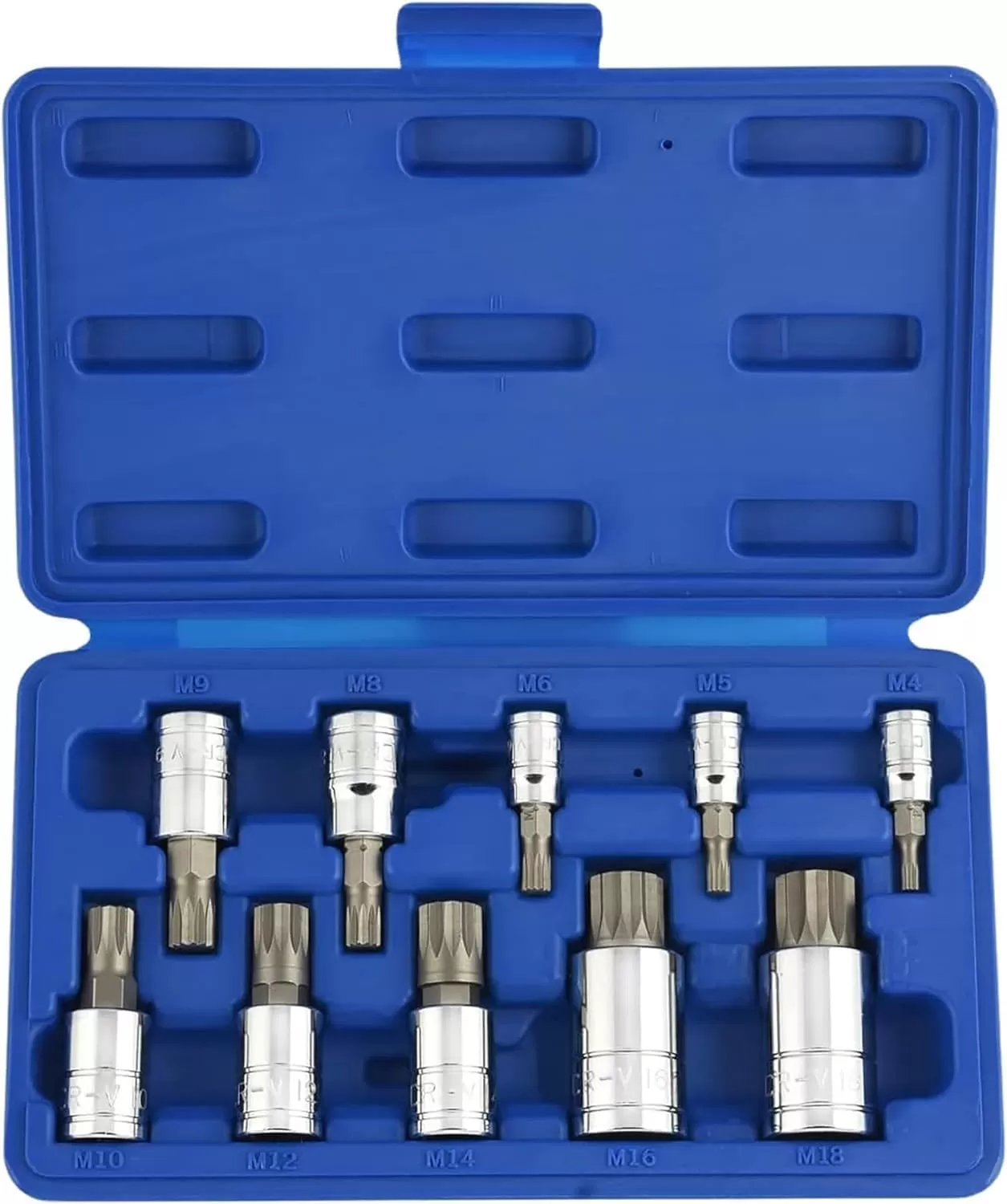 imageNEIKO 10056A 14Inch 38Inch ampamp 12Inch Drive XZN Triple Square Spline Bit Socket Set  10 Piece Set  CrV Sockets and S2 Steel BitsStandard