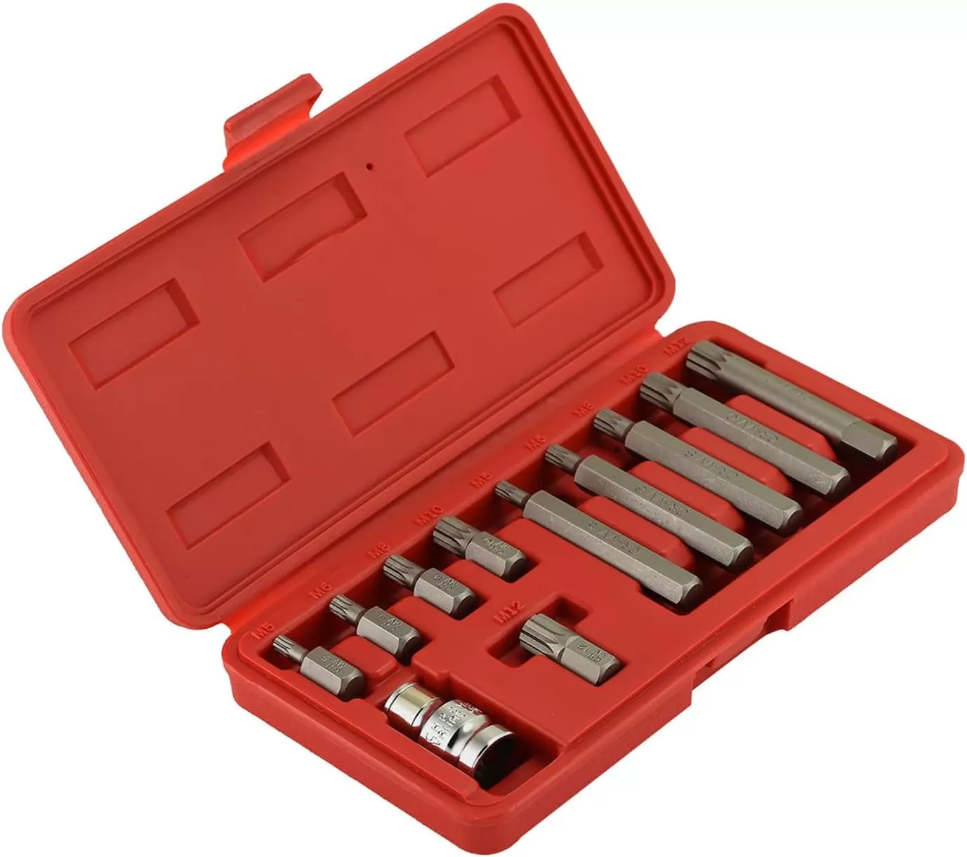 imageNEIKO 10056A 14Inch 38Inch ampamp 12Inch Drive XZN Triple Square Spline Bit Socket Set  10 Piece Set  CrV Sockets and S2 Steel BitsStandard