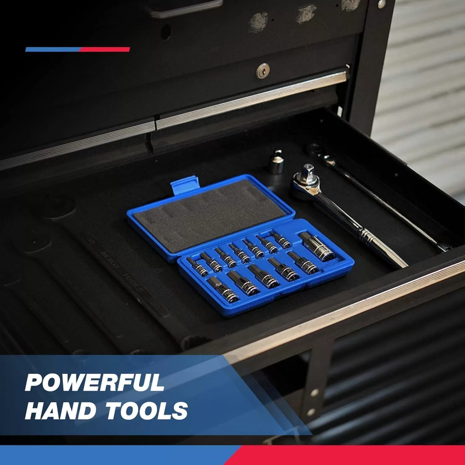 imageNEIKO 10288A Allen Hex Bit Socket Set 32 Piece SAE and Metric Allen Socket Set Allen Head Hex Key Socket Set Made with S2 SteelAllen Hex Bit