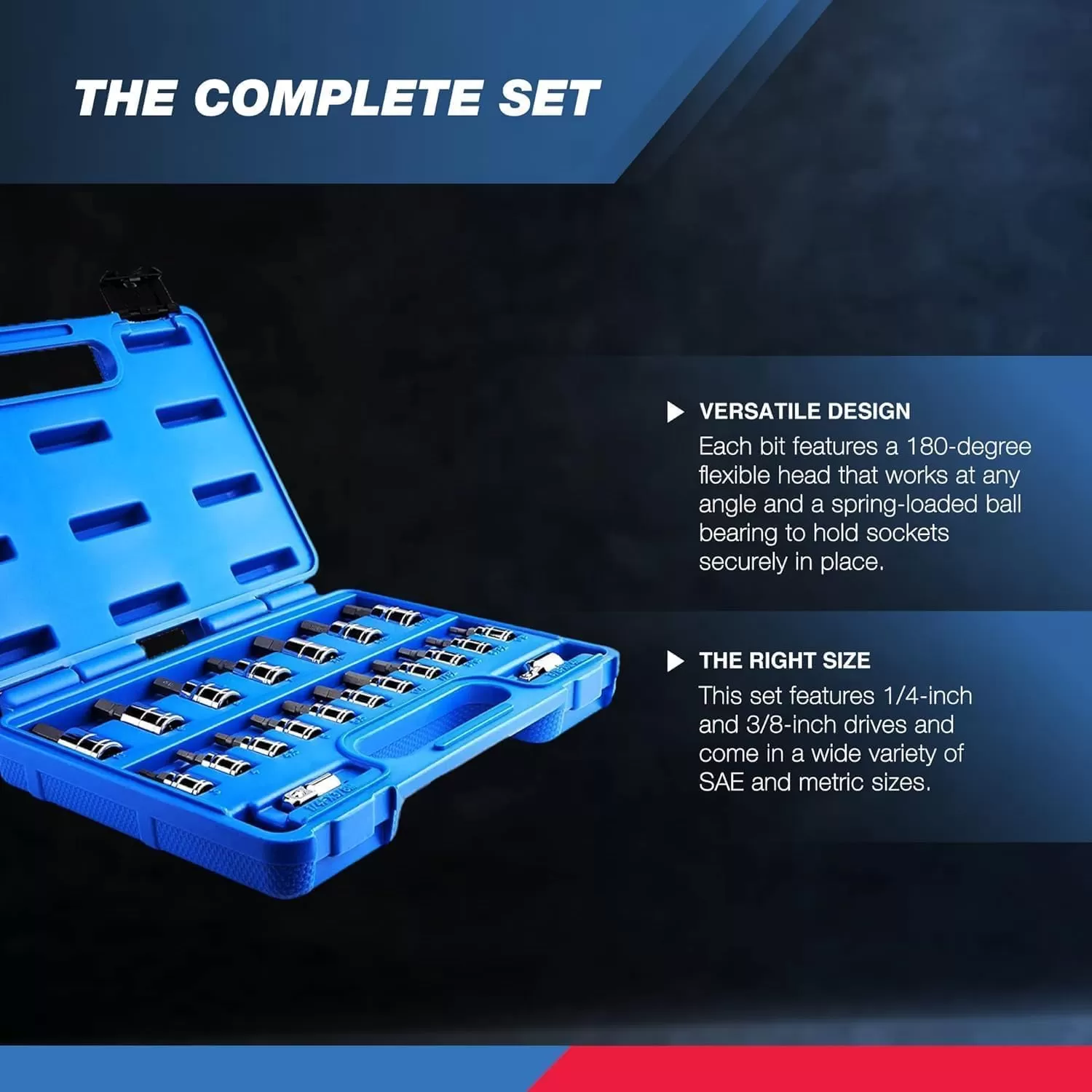imageNEIKO 10288A Allen Hex Bit Socket Set 32 Piece SAE and Metric Allen Socket Set Allen Head Hex Key Socket Set Made with S2 SteelAllen Hex Bit
