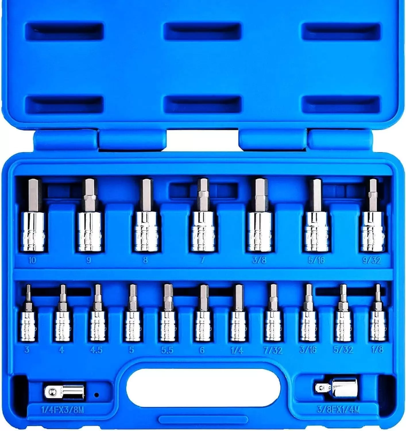 imageNEIKO 10288A Allen Hex Bit Socket Set 32 Piece SAE and Metric Allen Socket Set Allen Head Hex Key Socket Set Made with S2 SteelAllen Hex Bit