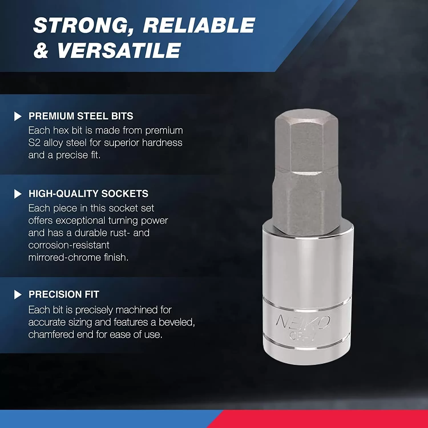 imageNEIKO 10288A Allen Hex Bit Socket Set 32 Piece SAE and Metric Allen Socket Set Allen Head Hex Key Socket Set Made with S2 SteelAllen Hex Bit