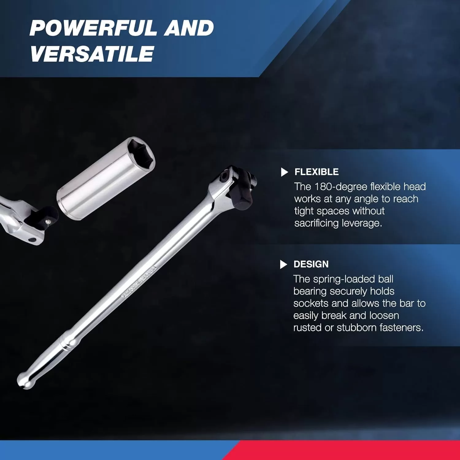 imageNeiko 00200A 12quot Drive Extension Breaker Bar  15quot Length  Rotating Flex Head  CRV Steel12 Drive