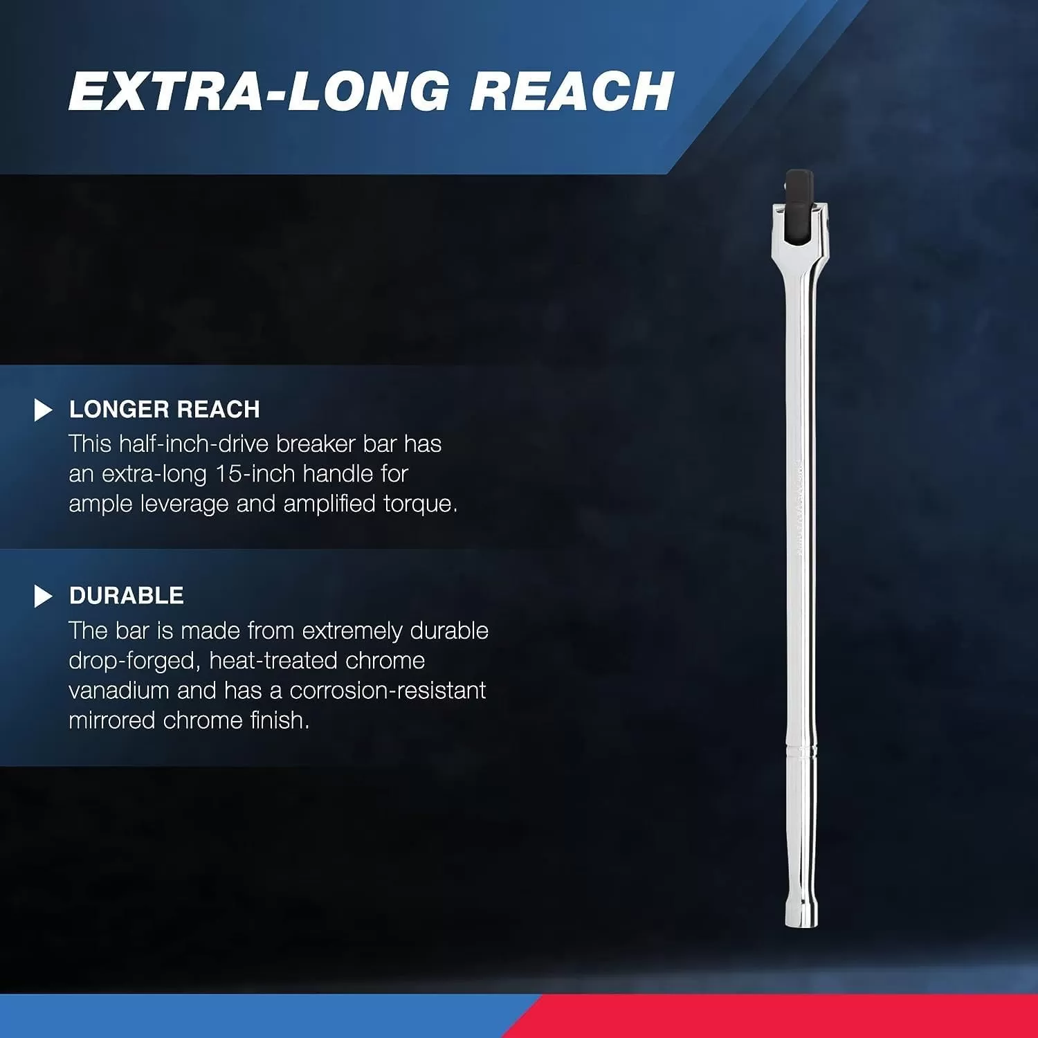 imageNeiko 00200A 12quot Drive Extension Breaker Bar  15quot Length  Rotating Flex Head  CRV Steel12 Drive