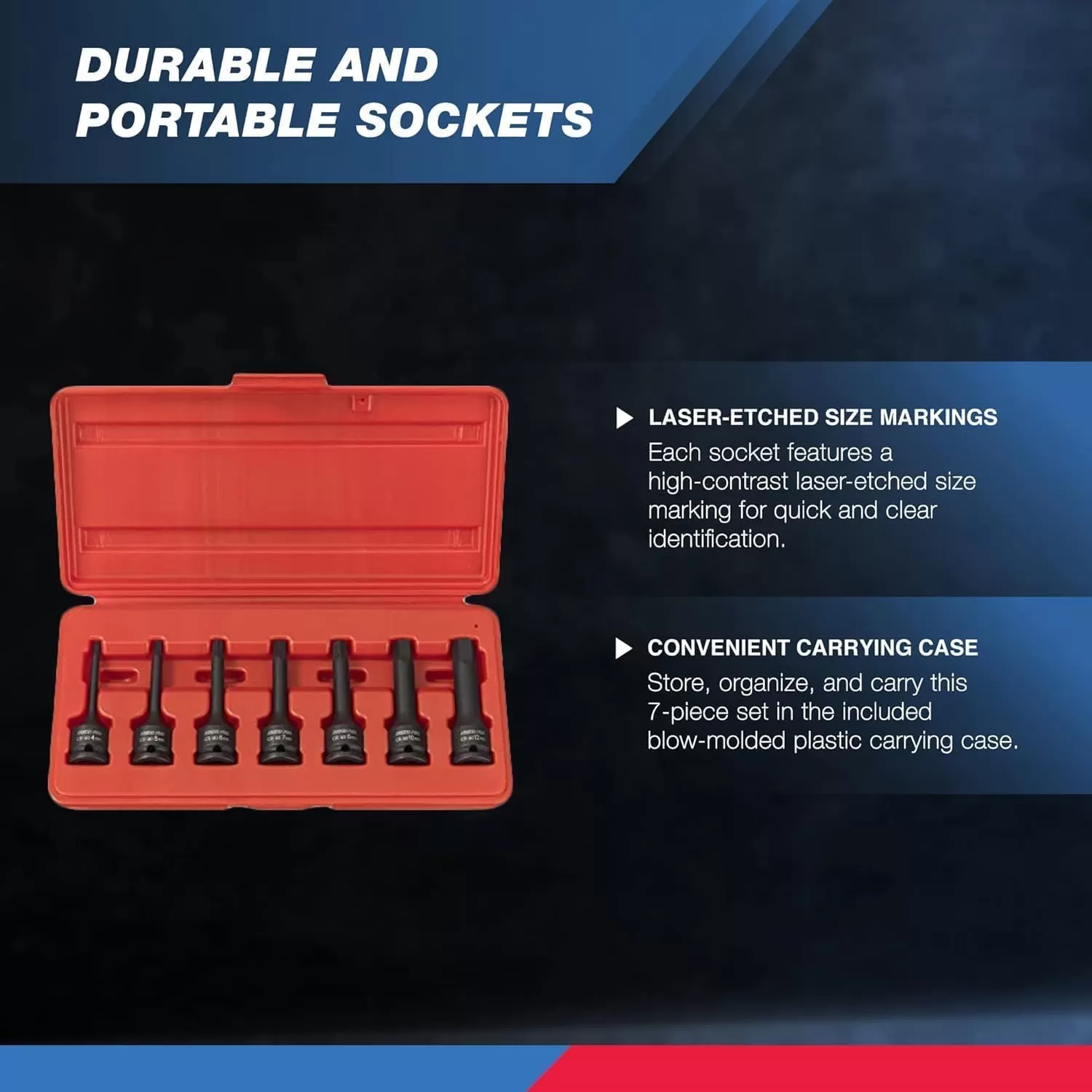 imageNeiko 01136B 12Inch Drive Allen Hex Impact Socket Set Metric 6 mm  19 mm CrMo 8PieceMetric