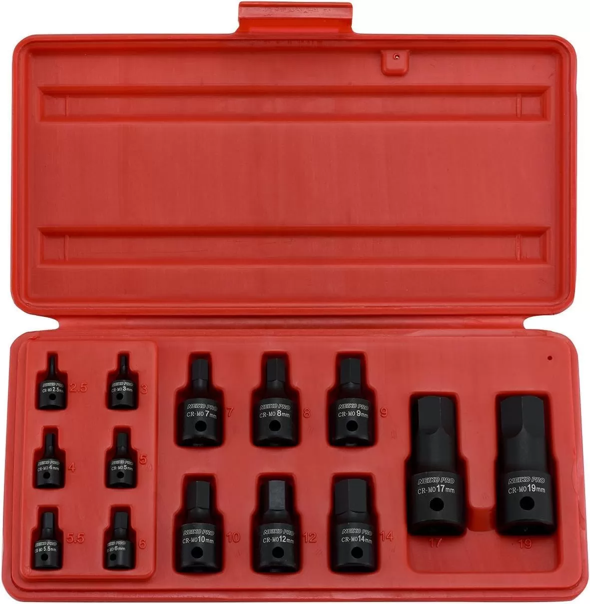 imageNeiko 01136B 12Inch Drive Allen Hex Impact Socket Set Metric 6 mm  19 mm CrMo 8PieceMetric