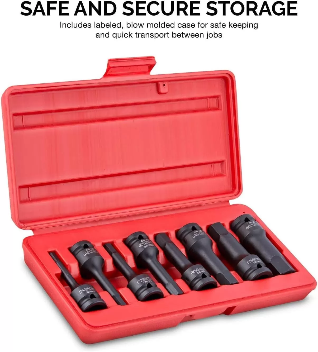imageNeiko 01136B 12Inch Drive Allen Hex Impact Socket Set Metric 6 mm  19 mm CrMo 8PieceSAE