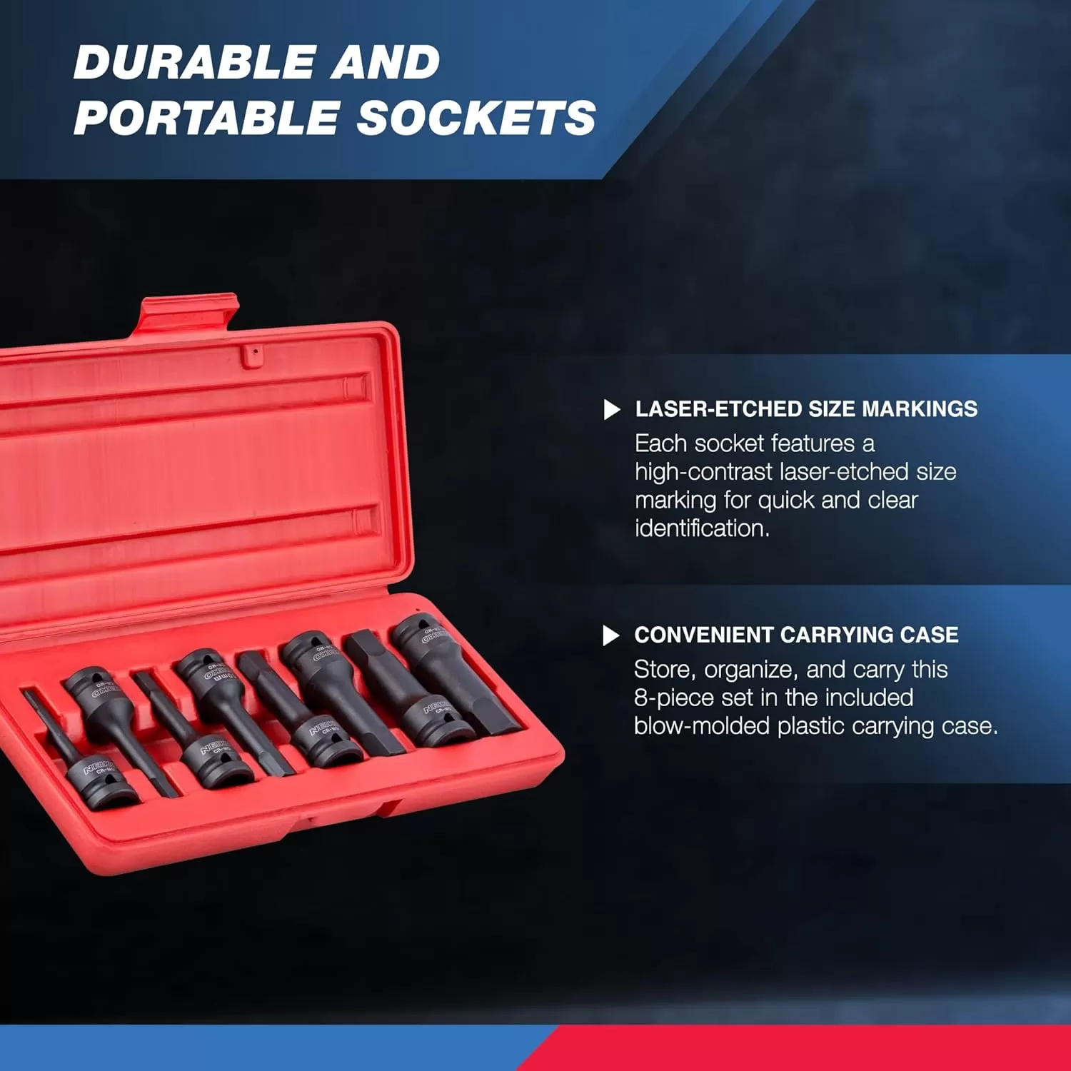 imageNeiko 01136B 12Inch Drive Allen Hex Impact Socket Set Metric 6 mm  19 mm CrMo 8PieceSAE