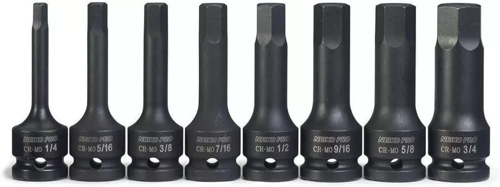imageNeiko 01136B 12Inch Drive Allen Hex Impact Socket Set Metric 6 mm  19 mm CrMo 8PieceSAE