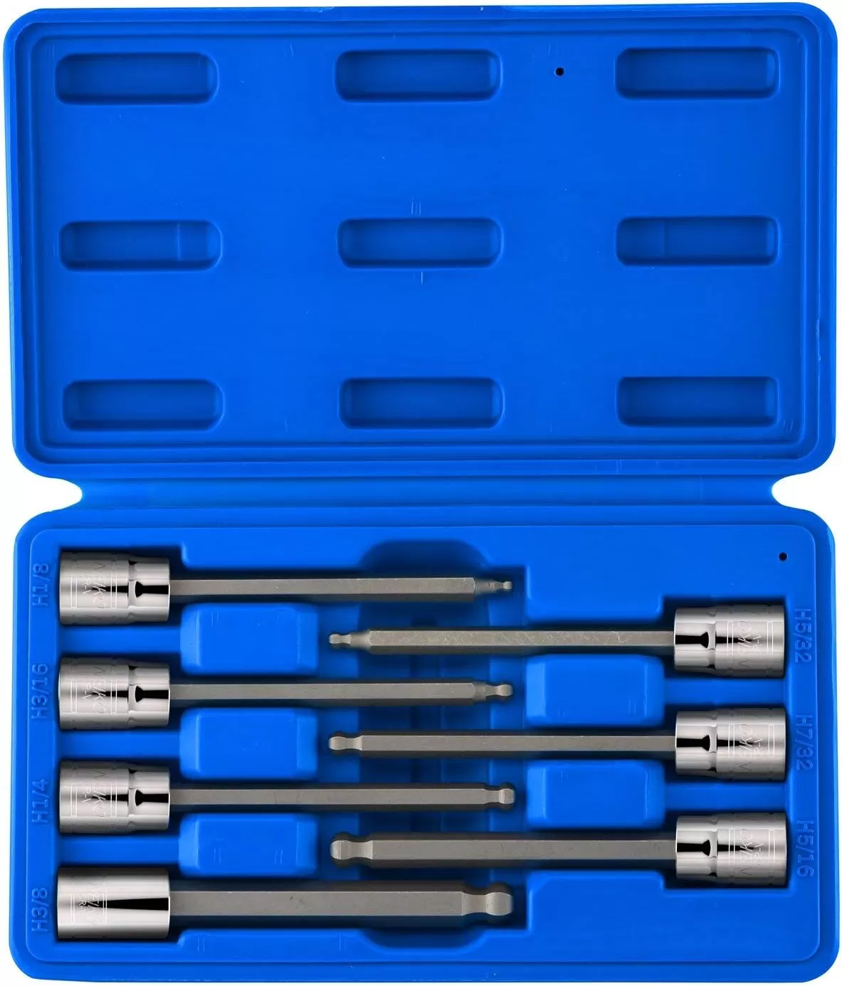 imageNeiko 10076A 38Inch Drive Extra Long Allen Hex Bit Socket Set Metric 3 mm  10 mm  S2 and CrV Steel 7Piece SetSAE