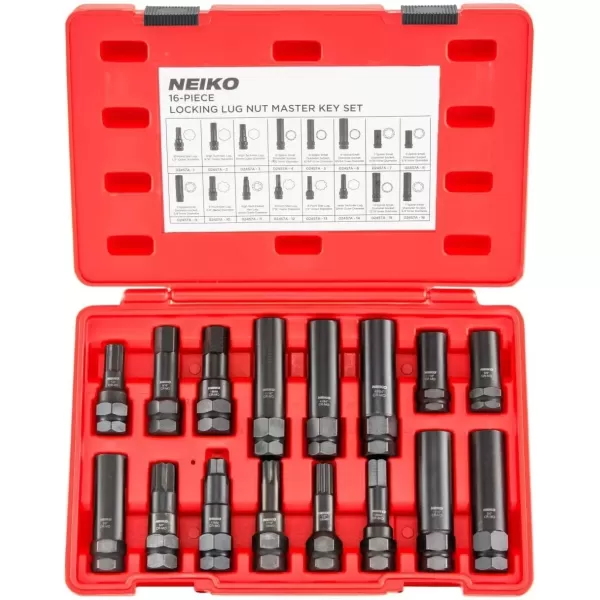 imageNEIKO 02282B 12InchDrive Impact Socket Set Flip Socket Set Chrome Moly Steel Includes 3Inch Bar Extension 8 Deep SAE and Metric Sizes 5 PiecesLug Nut Key