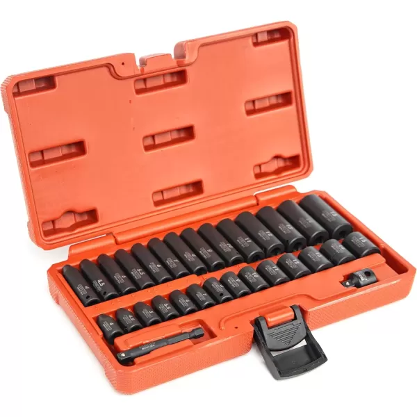 imageNEIKO 02437A 14 Drive Impact Socket Set 54 Piece Metric ampamp Standard Deep ampamp Shallow Chrome Vanadium Steel 38 to 14 Reducer Hex Shank Adapter Metric and Standard Deep Socket SetMetric