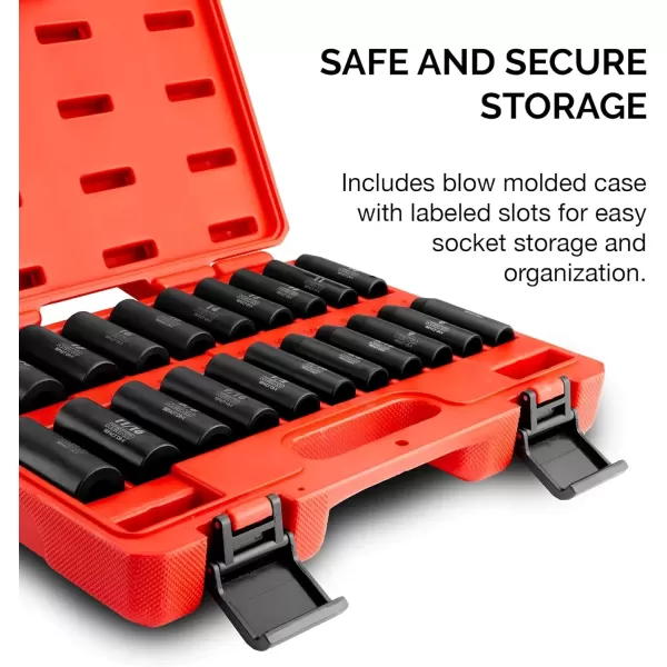 imageNEIKO 02440A 38InchDrive Impact Socket Set SAE Sizes 516quot to 34quot and Metric Sizes 8 mm to 19 mm Includes Extension Bars and UJoint 44 PiecesSAE and Metric