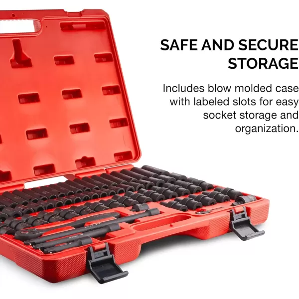 imageNEIKO 02440A 38InchDrive Impact Socket Set SAE Sizes 516quot to 34quot and Metric Sizes 8 mm to 19 mm Includes Extension Bars and UJoint 44 PiecesSAE and Metric