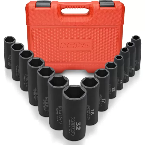 imageNEIKO 02448A 12quot Drive Master Impact Socket Set 65 Piece Standard SAE 38quot114quot ampamp Metric 1024 mm Sizes Deep ampamp Shallow Kit Includes Adapters ampamp Ratchet HandleMetric