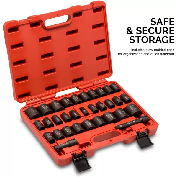 imageNEIKO 02448A 12quot Drive Master Impact Socket Set 65 Piece Standard SAE 38quot114quot ampamp Metric 1024 mm Sizes Deep ampamp Shallow Kit Includes Adapters ampamp Ratchet HandleSAE and Metric