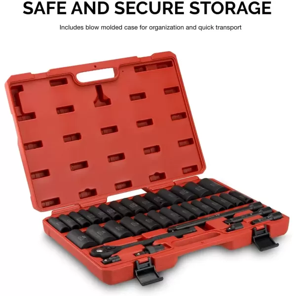 imageNEIKO 02448A 12quot Drive Master Impact Socket Set 65 Piece Standard SAE 38quot114quot ampamp Metric 1024 mm Sizes Deep ampamp Shallow Kit Includes Adapters ampamp Ratchet HandleSAE and Metric