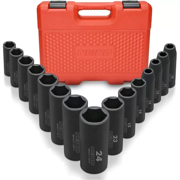 imageNEIKO 02448A 12quot Drive Master Impact Socket Set 65 Piece Standard SAE 38quot114quot ampamp Metric 1024 mm Sizes Deep ampamp Shallow Kit Includes Adapters ampamp Ratchet HandleMetric