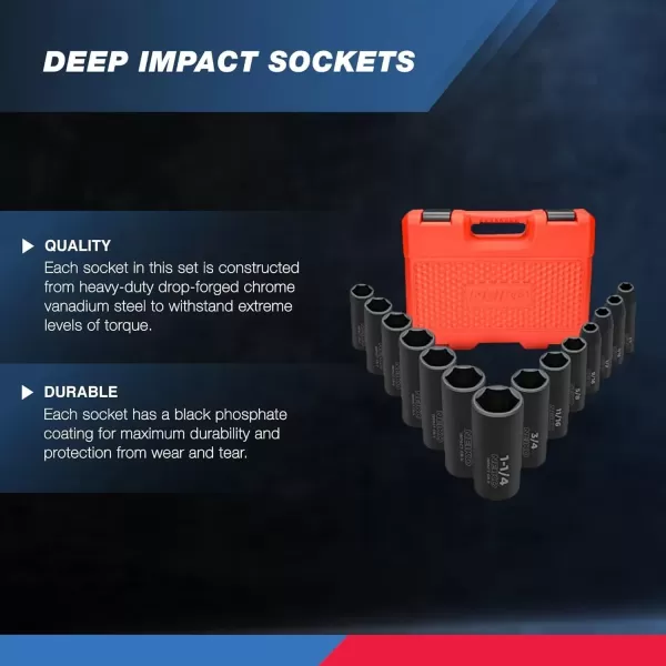imageNEIKO 02448A 12quot Drive Master Impact Socket Set 65 Piece Standard SAE 38quot114quot ampamp Metric 1024 mm Sizes Deep ampamp Shallow Kit Includes Adapters ampamp Ratchet HandleSAE