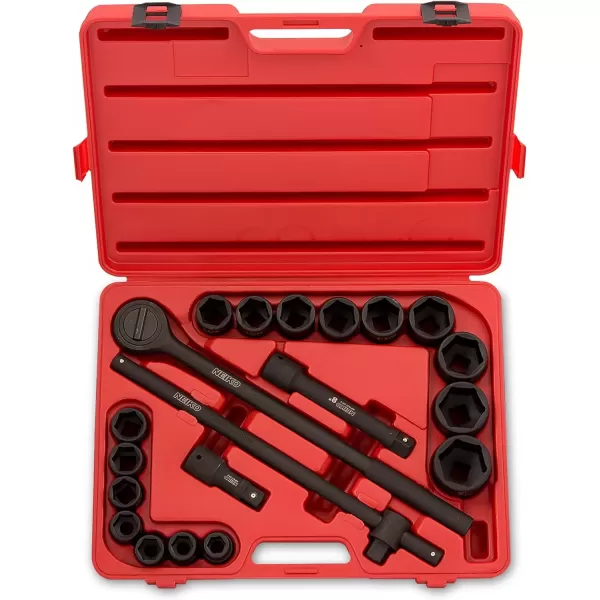 imageNEIKO 02461A 34 Inch Drive Impact Socket Set SAE 1 to 112 8 PC DeepJumbo Sockets Chrome Vanadium CrVSAE