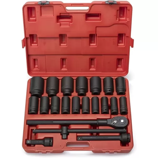 imageNEIKO 02461A 34 Inch Drive Impact Socket Set SAE 1 to 112 8 PC DeepJumbo Sockets Chrome Vanadium CrVSAE