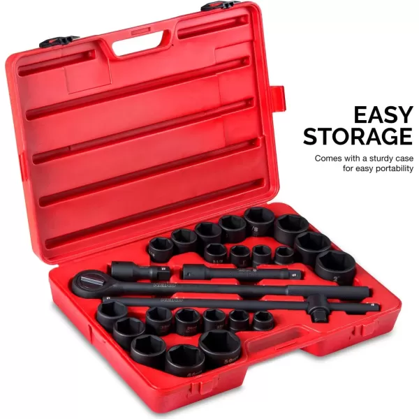 imageNEIKO 02461A 34 Inch Drive Impact Socket Set SAE 1 to 112 8 PC DeepJumbo Sockets Chrome Vanadium CrVSAE and Metric