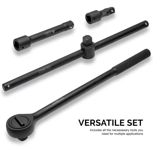 imageNEIKO 02461A 34 Inch Drive Impact Socket Set SAE 1 to 112 8 PC DeepJumbo Sockets Chrome Vanadium CrVSAE and Metric