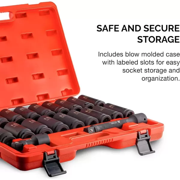 imageNEIKO 02461A 34 Inch Drive Impact Socket Set SAE 1 to 112 8 PC DeepJumbo Sockets Chrome Vanadium CrVSAE and Metric